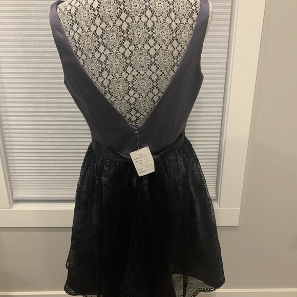 Black Lace Satin Cocktail/Bridesmaid/prom Dress - Picture 2 of 3
